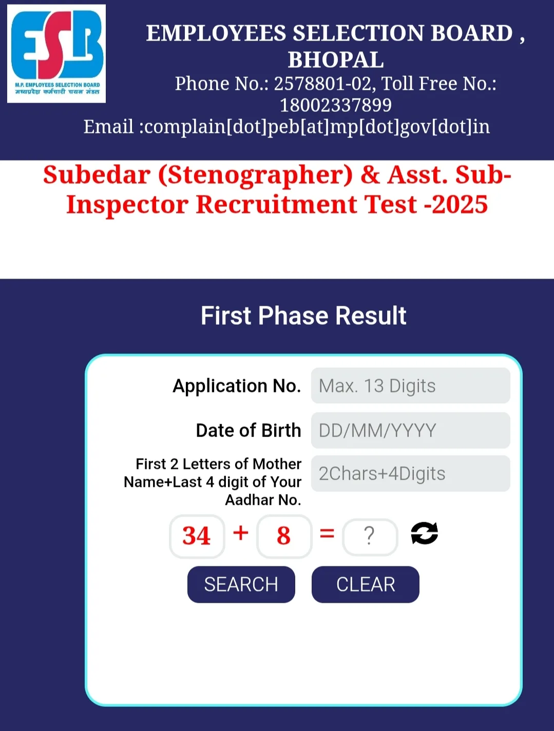 MPESB Police SI & Subedar Result 2026