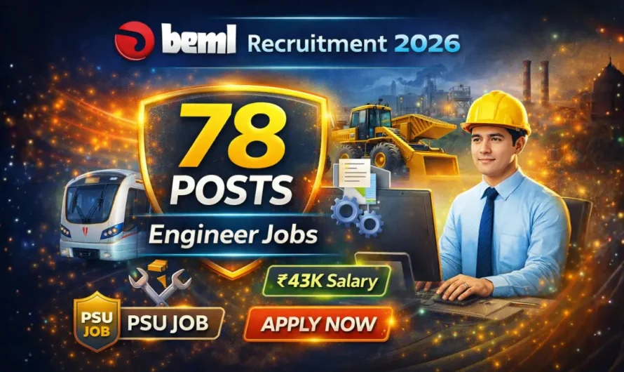 BEML Junior Executive Recruitment 2026 – Apply Online for 78 Engineer Posts