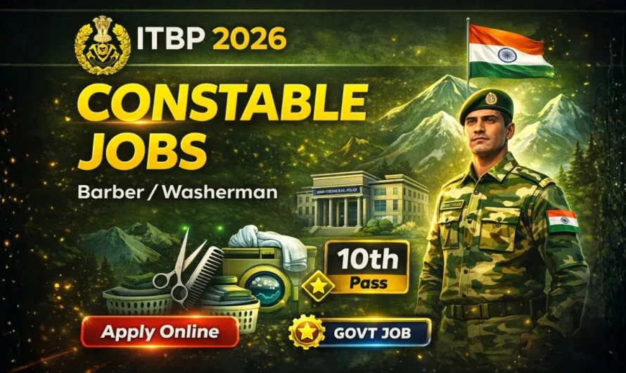 ITBP Constable Barber & Washerman Recruitment 2026 Apply Online for 10 Posts
