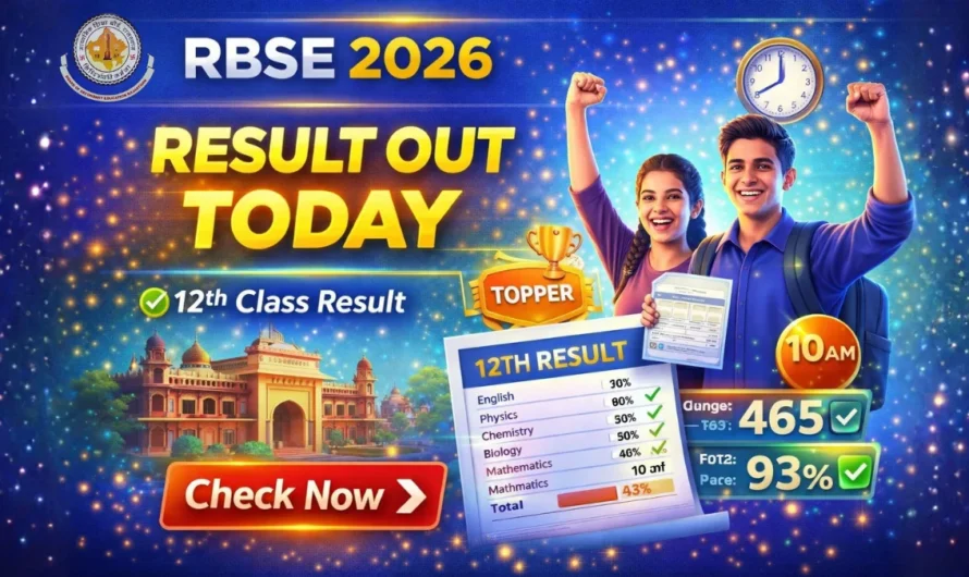 RBSE Rajasthan Board 12th Result 2026 OUT