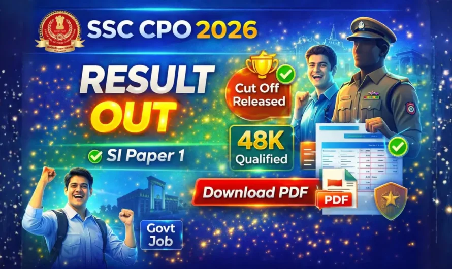 SSC CPO SI Paper I Result 2026 OUT