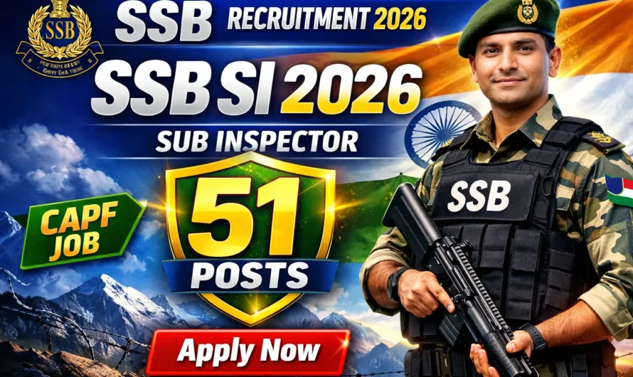 SSB SI Recruitment 2026 Apply Online for 51 Sub Inspector Posts