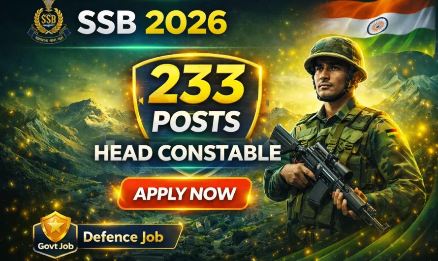 SSB Head Constable Recruitment 2026 Apply Online for 233 Posts