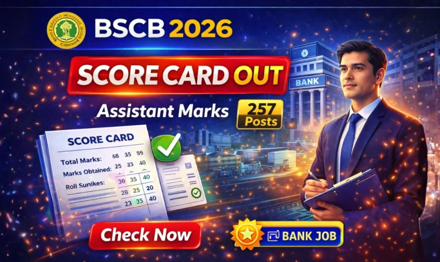 Bihar Co-operative Bank Assistant Score Card 2026 Out