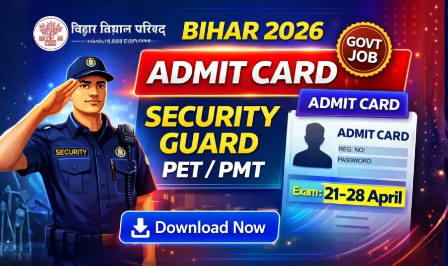 Bihar Vidhan Parishad Security Guard Admit Card 2026 OUT