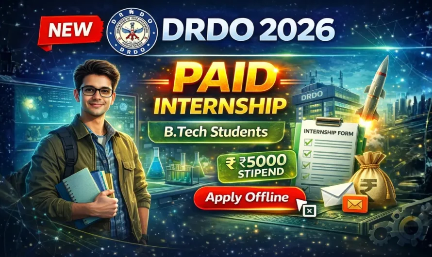 DRDO PXE Internship 2026 – Apply Offline for Paid Internship | Stipend ₹5000/Month