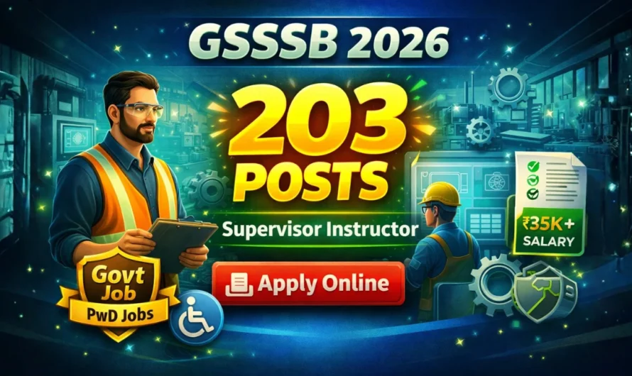 GSSSB Supervisor Instructor Recruitment 2026: Apply Online for 203 Posts