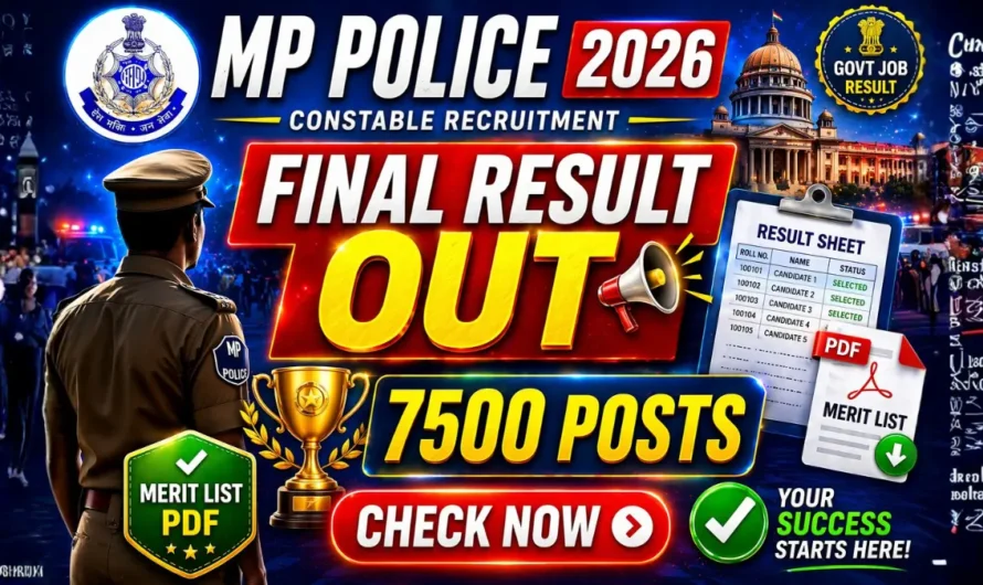MP Police Constable Final Result 2026 Out (7500 Posts)