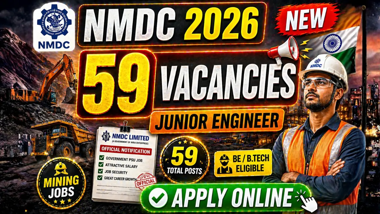 NMDC JE Recruitment 2026 – Apply Online for 59 Junior Engineer Posts