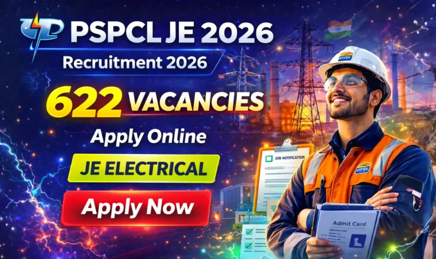 PSPCL JE Recruitment 2026: Apply Online for 622 Junior Engineer Posts