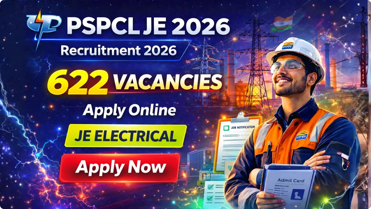 PSPCL JE Recruitment 2026: Apply Online for 622 Junior Engineer Posts