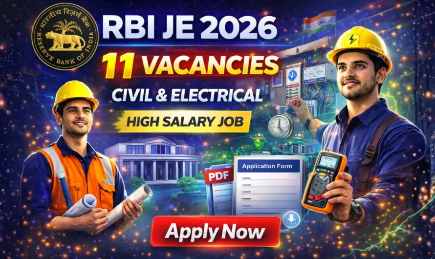 RBI JE Recruitment 2026: Apply Online for 11 Posts