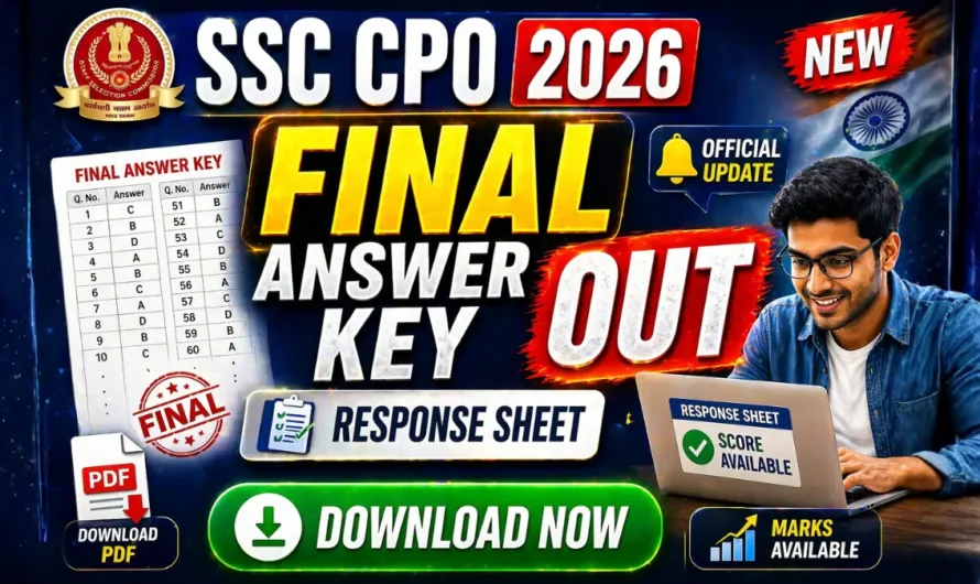 SSC CPO Final Answer Key 2026 OUT