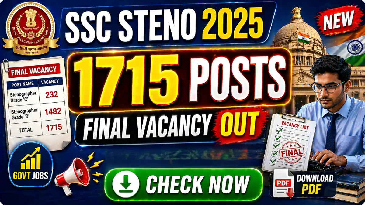 SSC Stenographer 2025 Final Vacancy Out