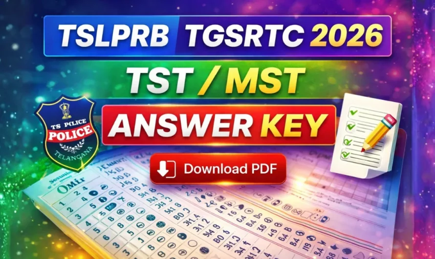 TSLPRB TGSRTC TST/MST Answer Key 2026 OUT