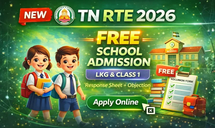 Tamil Nadu RTE Admission 2026 Apply Online for LKG & Class 1