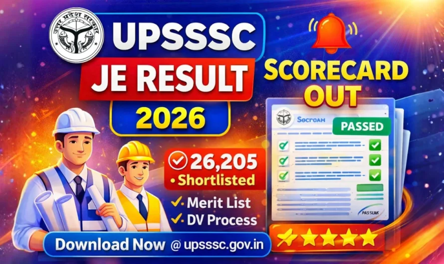 UPSSSC JE Result 2026 OUT