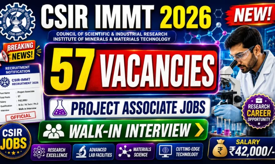 CSIR IMMT Project Assistant & Project Associate Recruitment 2026