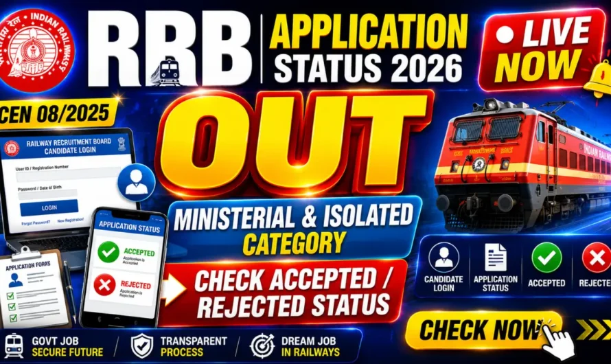 RRB Ministerial & Isolated Category Application Status 2026