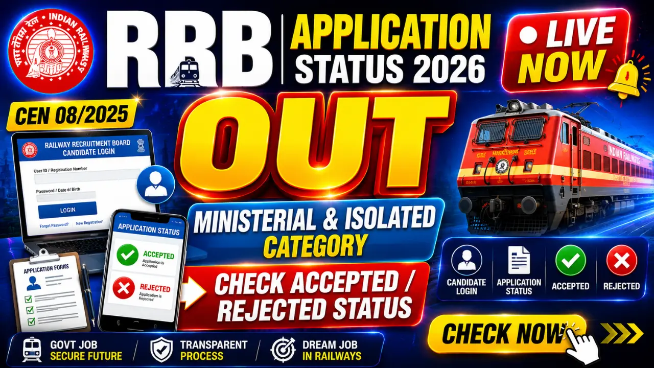 RRB Ministerial & Isolated Category Application Status 2026