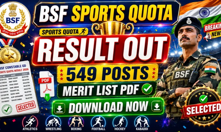 BSF Constable (GD) Sports Quota Result 2026 OUT