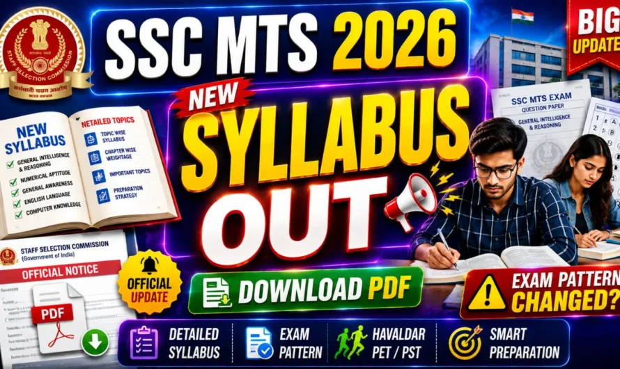 SSC MTS Syllabus 2026 Out: Download Subject Wise Syllabus